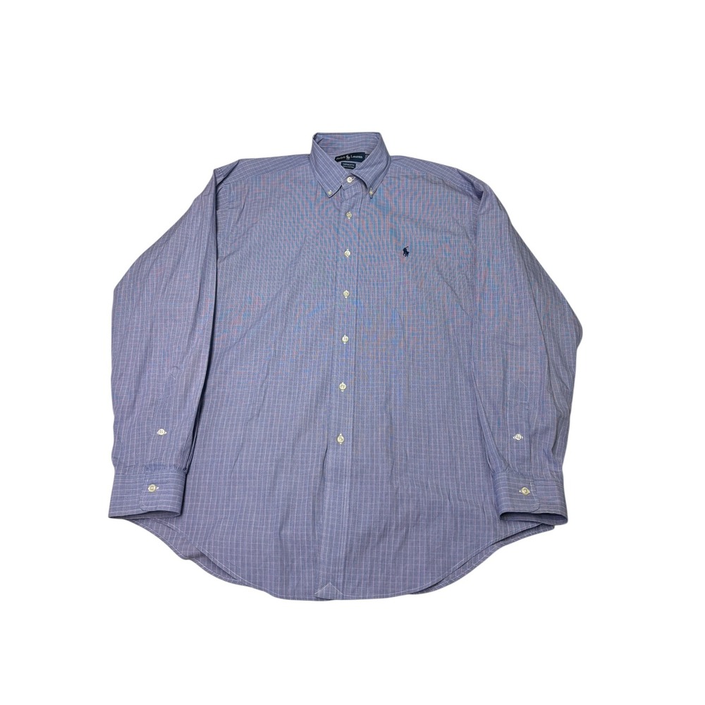 VintageRalph Lauren Yarmouth Button Down Shirt Mens 16 35 Blue Gingham Polo